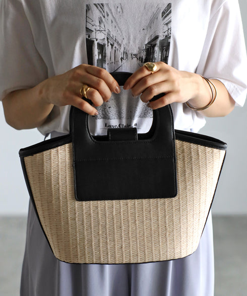 エコレザーかごハンドバッグ 12-1093